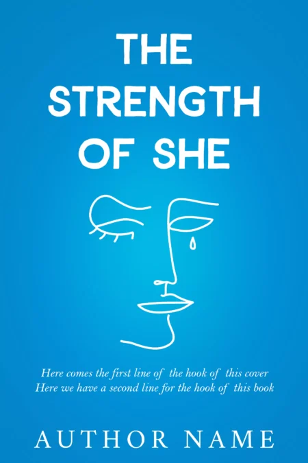 Minimalist line drawing of a woman’s face with a single tear on the 'The Strength of She' book cover