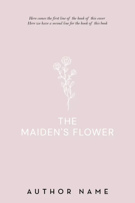 Book cover featuring the title 'The Maiden's Flower' in elegant white letters over a soft pink background with a simple line drawing of a delicate flower.