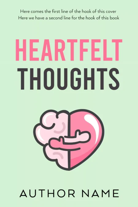 A heart and brain intertwined in a symbol on the 'Heartfelt Thoughts' book cover.