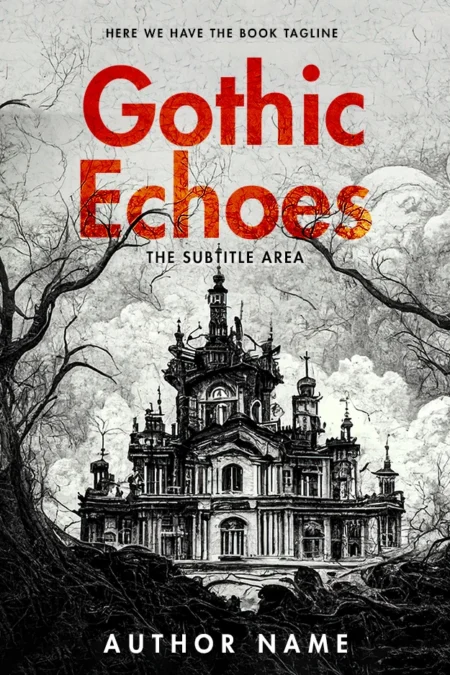 An eerie Gothic mansion under a clouded sky on the 'Gothic Echoes' book cover.