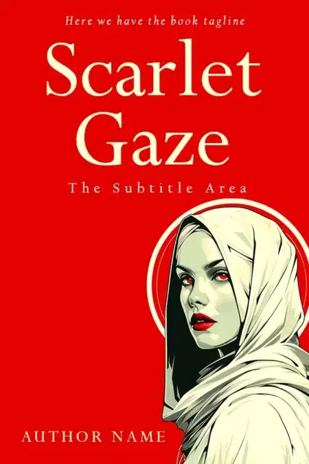 Captivating book cover for 'Scarlet Gaze' showcasing a woman with a striking red backdrop, hinting at a thrilling narrative.