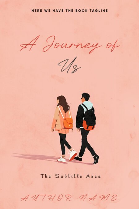 Young couple walking side by side on the book cover titled 'A Journey of Us'