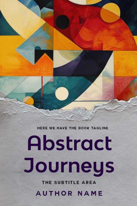 Book cover featuring the title 'Abstract Journeys' in purple letters over a collage of abstract geometric shapes in various colors.