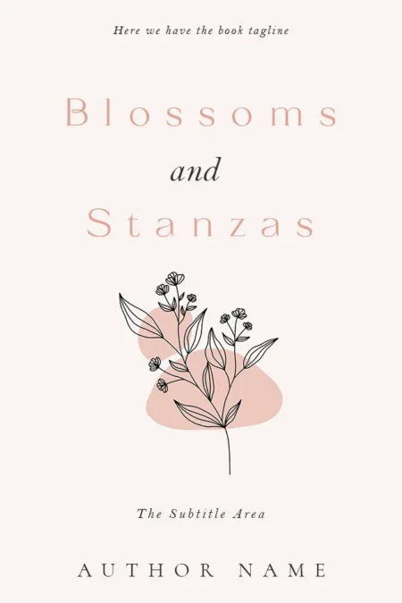 A poetic book cover featuring minimalist floral illustrations with soft pink accents.