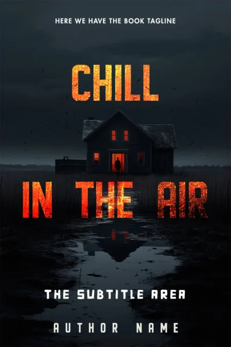 Chill in the Air book cover featuring a dark, eerie house with an ominous red glow