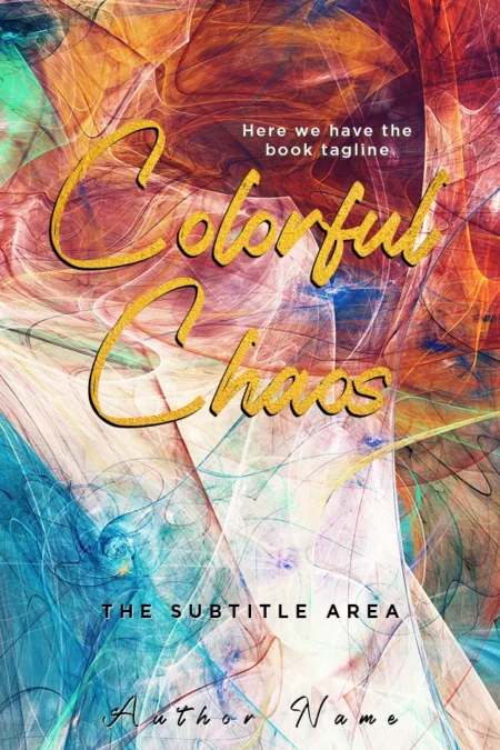 An abstract book cover featuring a vibrant mix of swirling colors and dynamic patterns.