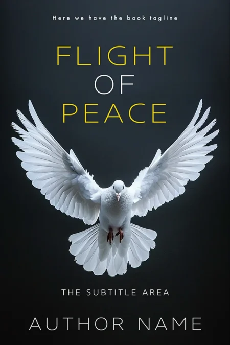 A book cover titled "Flight of Peace" featuring a striking image of a white dove in flight against a dark background, symbolizing tranquility and hope.
