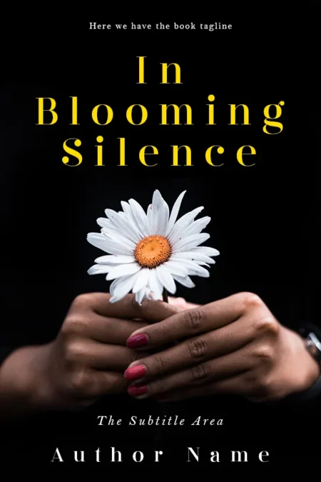 A poetic book cover featuring hands holding a white daisy, symbolizing quiet beauty and introspection.