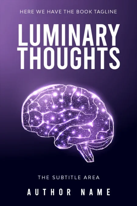 A poetic book cover featuring a glowing brain made of constellations on a purple background, symbolizing bright ideas and intellectual creativity.