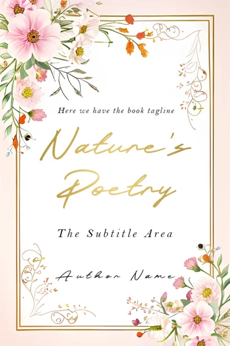 Nature's Poetry book cover featuring elegant floral illustrations on a soft cream background