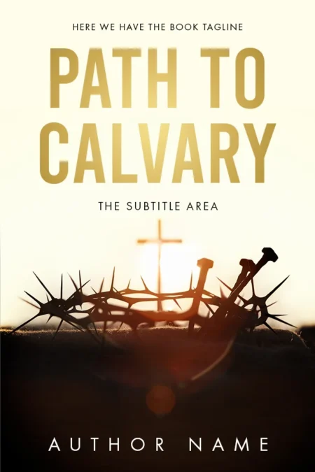 A religious book cover featuring a crown of thorns and a cross in the background, symbolizing the path to Calvary.
