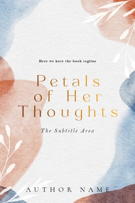 A delicate book cover design featuring abstract watercolor petals in soft hues, perfect for poetry and reflective literature.