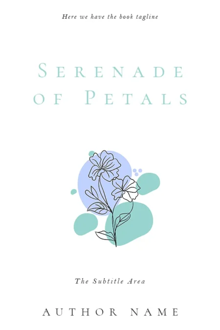 A poetic book cover featuring a minimalist line drawing of flowers with soft blue and green accents.