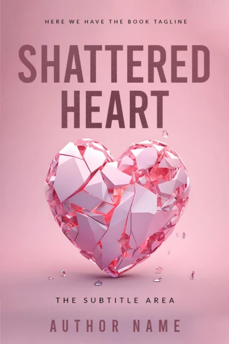 Shattered Heart book cover featuring a pink shattered glass heart on a pink background