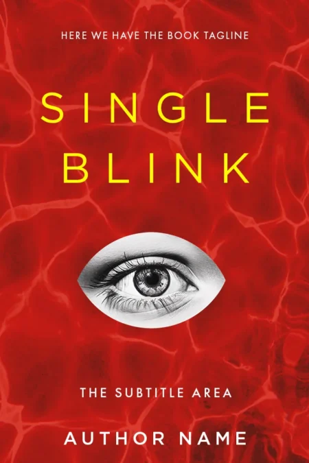 "Single Blink" book cover featuring an intense eye against a red, neuron-like background, symbolizing deep psychological themes.