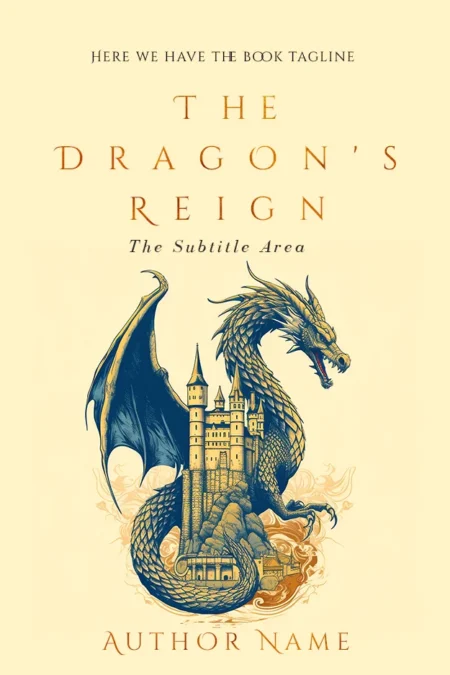 The Dragon's Reign book cover featuring an illustrated dragon coiled around a medieval castle on a beige background