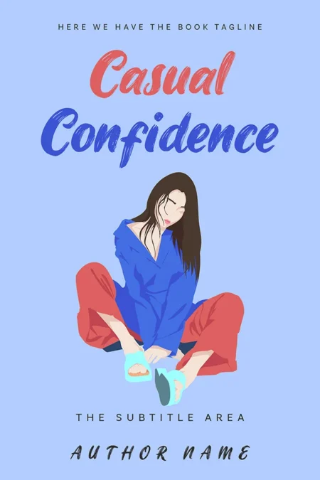 A book cover titled "Casual Confidence" featuring an illustrated woman sitting casually in a relaxed pose, wearing comfortable clothing, set against a light blue background.