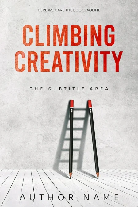 A book cover titled "Climbing Creativity" featuring two pencils forming a ladder against a minimalist background.