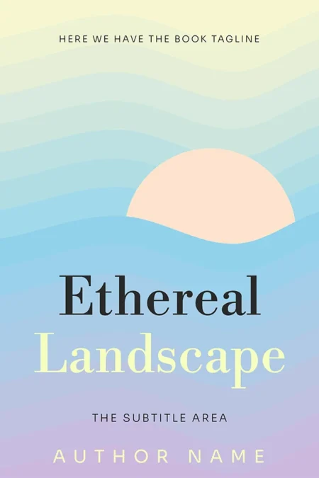 Ethereal Landscape book cover featuring a minimalist design with a pastel-colored sunset.