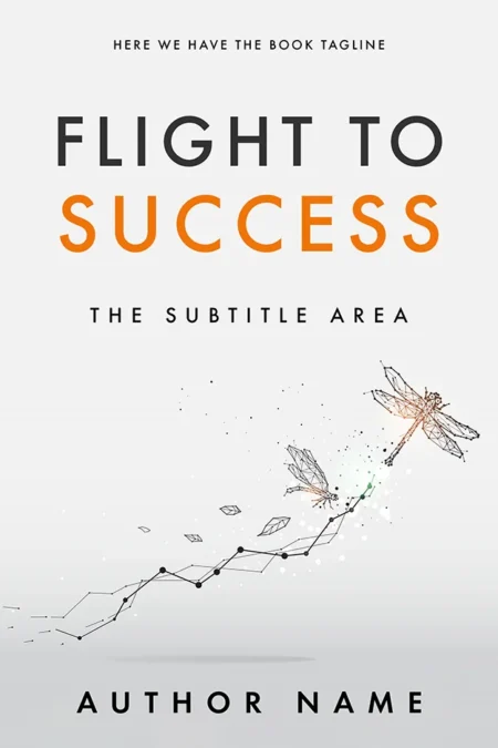 Flight to Success book cover featuring a minimalist illustration of abstract dragonflies taking flight.