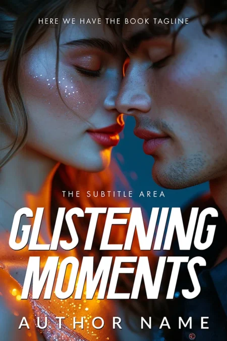 Glistening Moments book cover featuring an intimate close-up of a couple with glowing light effects.