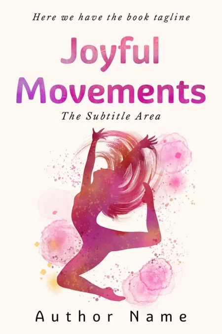 Joyful Movements book cover featuring a vibrant silhouette of a dancing woman with watercolor effects.
