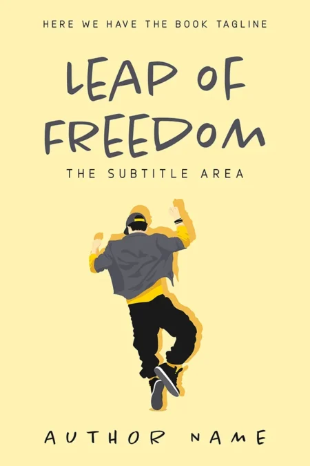 Leap of Freedom book cover featuring a dynamic illustration of a person jumping with joy.