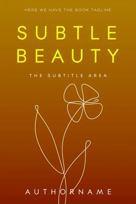 A book cover titled "Subtle Beauty" featuring a minimalist design with a line art flower against a gradient background of orange and brown hues.