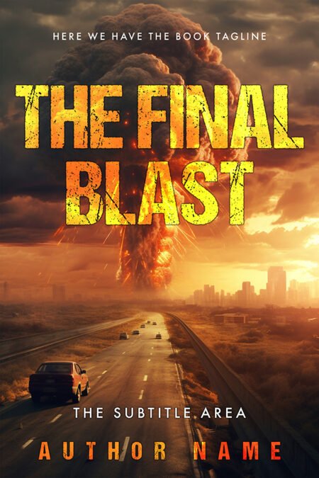 A book cover titled "The Final Blast" featuring a dramatic scene with a highway leading towards a city and a massive explosion with a mushroom cloud in the background.