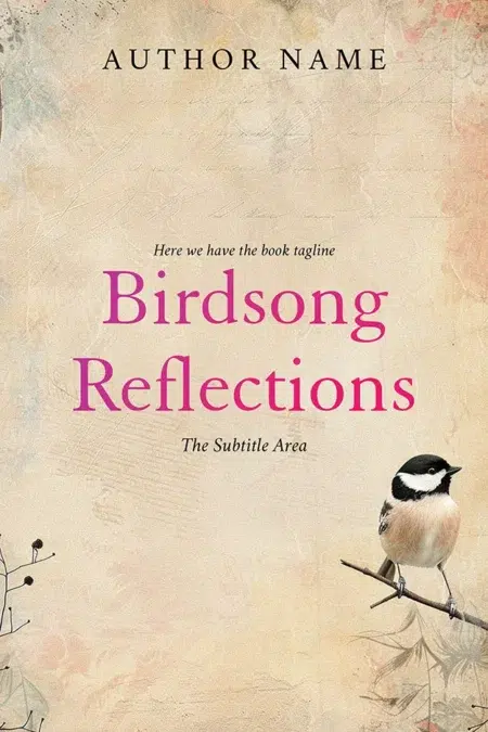 Nature book cover design featuring a small bird perched on a branch with a textured background.