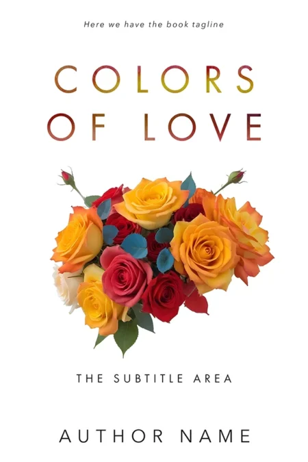A romantic book cover titled "Colors of Love" featuring a bouquet of vibrant roses.