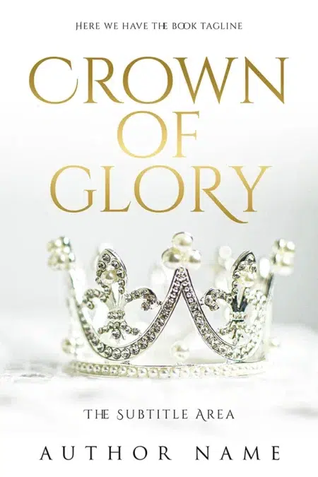 Elegant book cover featuring a jeweled crown with a white background