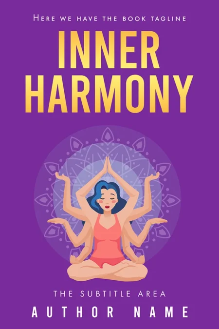 A serene book cover titled "Inner Harmony" featuring a meditative woman with multiple arms.