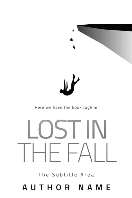 Book cover of "Lost in the Fall" featuring a silhouette of a person falling from a high place.