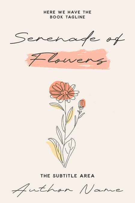 Book cover of "Serenade of Flowers" featuring a delicate hand-drawn flower illustration on a soft pastel background.