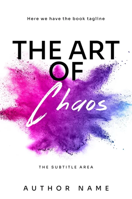 A vibrant splash of colors, representing the "The Art of Chaos" book cover.