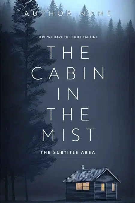 Book cover of "The Cabin in the Mist" featuring a small cabin surrounded by misty trees.