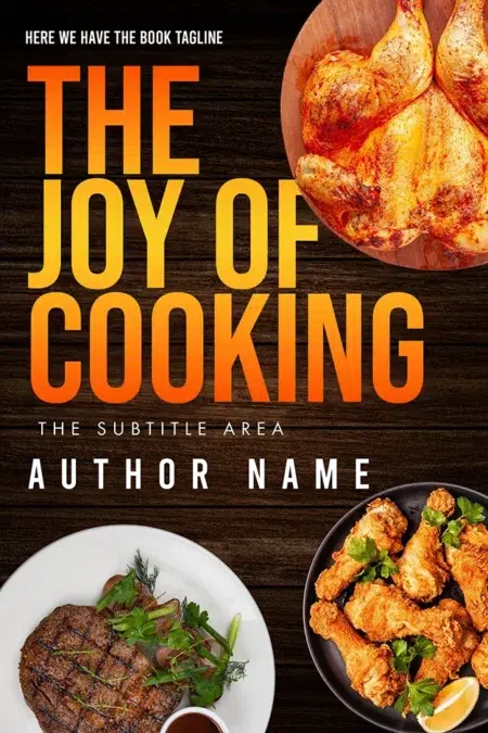 A delicious book cover titled "The Joy of Cooking" featuring various cooked dishes.