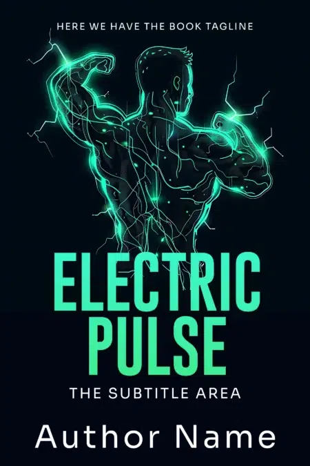 Electric Pulse book cover featuring a glowing outline of a muscular man with electric currents running through his body, symbolizing power and energy.