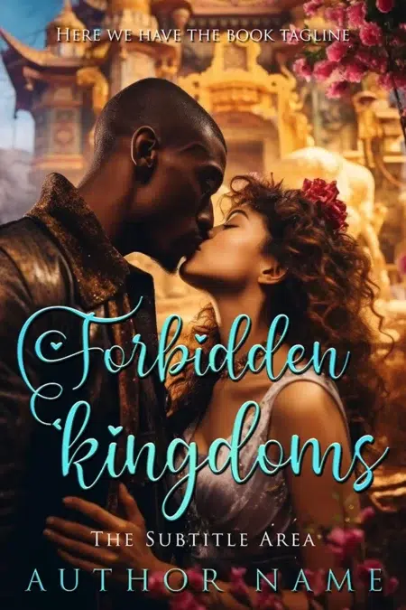 A romantic book cover featuring an intimate moment between a couple set against the backdrop of a majestic, ornate palace.