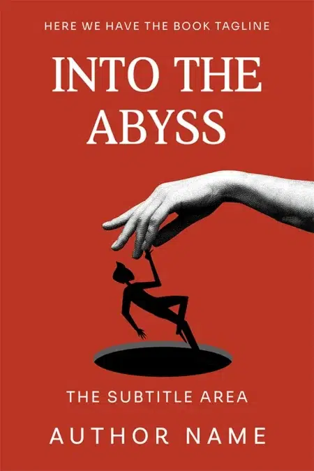 A dark, mysterious hand reaching for a falling figure over a black hole, featured on the book cover titled "Into the Abyss."