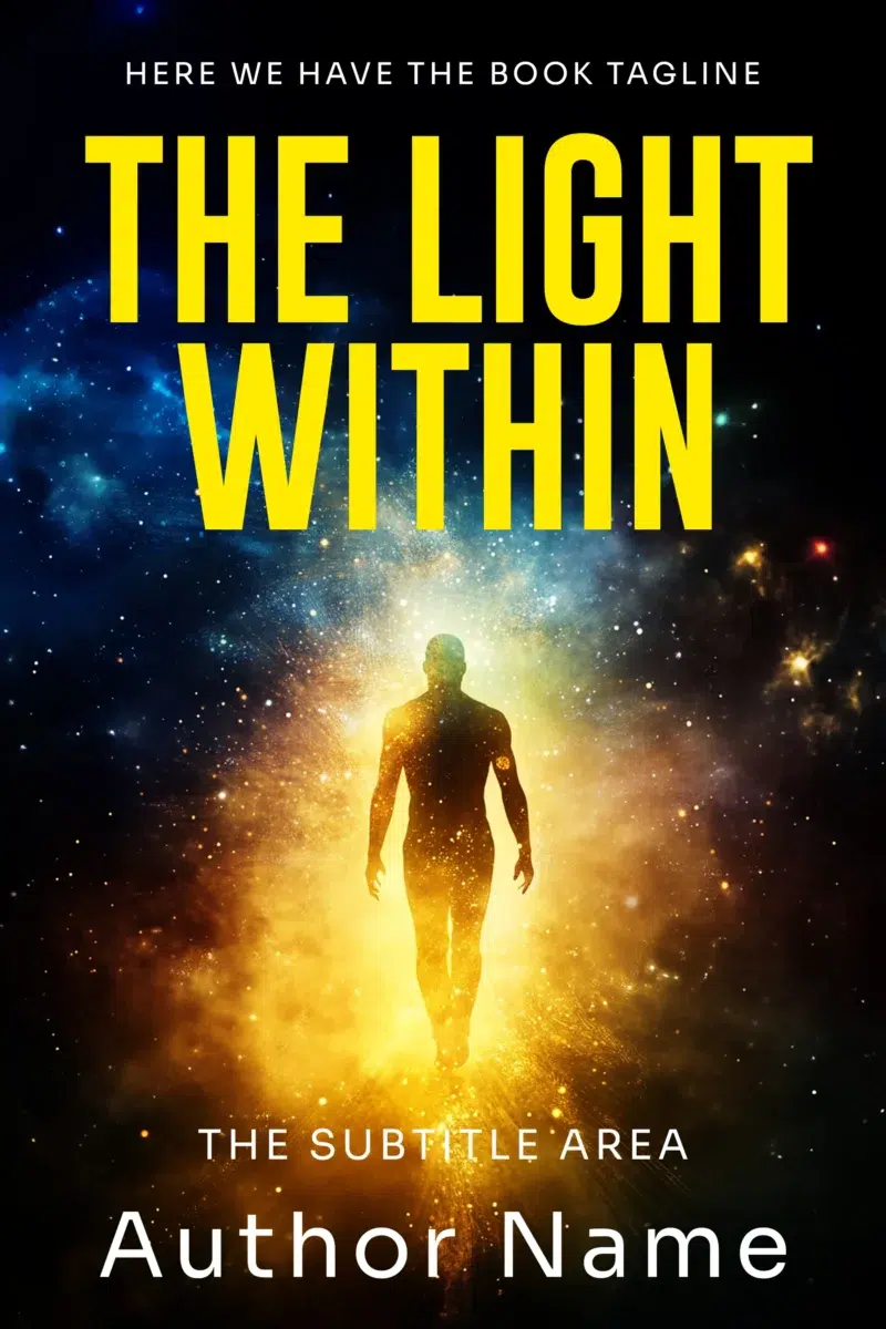 The Light Within book cover featuring a silhouette of a person radiating light against a cosmic background, symbolizing inner strength and spiritual awakening.