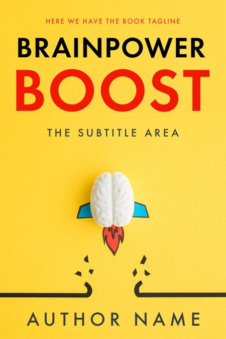 Brainpower Boost book cover with rocket-brain imagery.