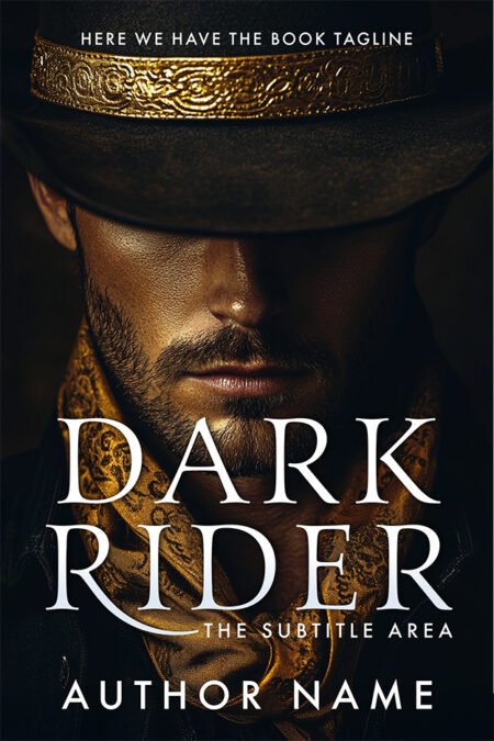 Rugged cowboy portrait with intense gaze on the Dark Rider book cover.