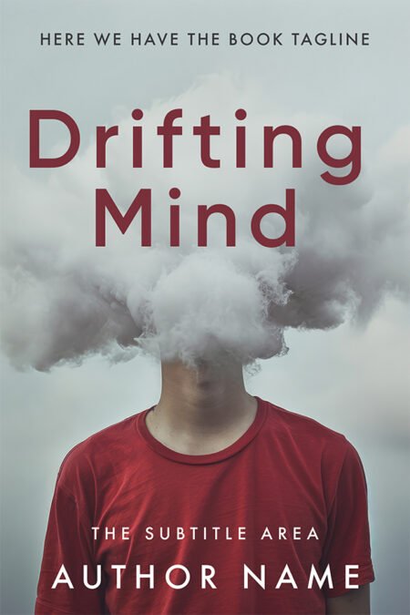 Drifting Mind book cover featuring a person with their head enveloped in clouds, symbolizing mental health and introspection