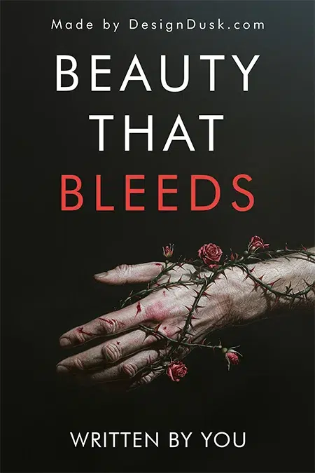 Premade dark romance book cover featuring a hand wrapped in thorny roses with blood