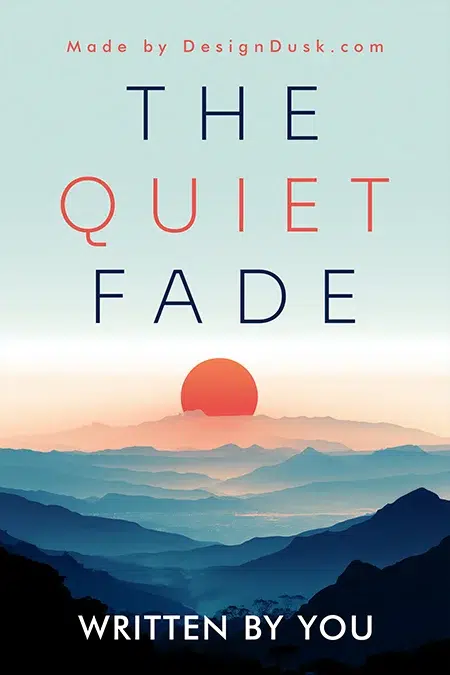 Minimalist sunset mountain landscape with modern typography for a literary or introspective novel book cover design