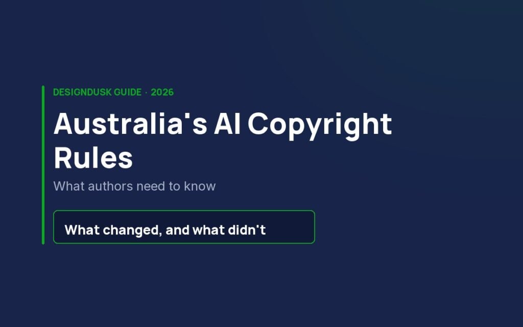 Text banner reading Australia AI Copyright Rules, what authors need to know