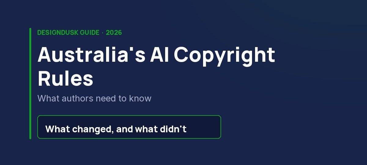 Text banner reading Australia AI Copyright Rules, what authors need to know