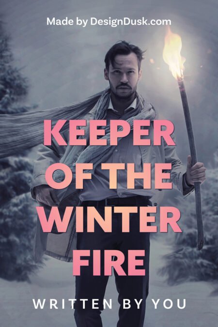 A determined man carries a burning torch while walking through a cold, misty, snow-covered landscape.